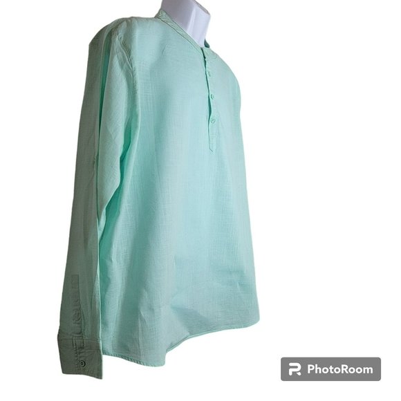 Coof Andy Tunic Shirt, Men 3XL, Mint Green,Cotton, Long Sleeve, Lightweight, EUC - Picture 4 of 13